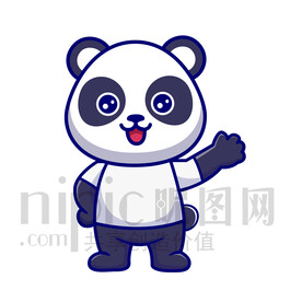可爱卡通挥手的大熊猫