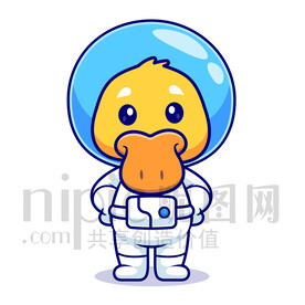 可愛卡通宇航員鴨子