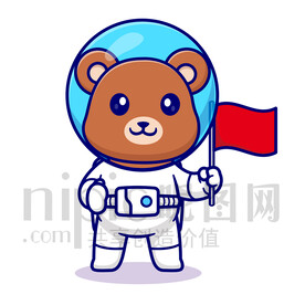 可爱卡通宇航员棕熊
