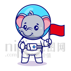 可愛卡通宇航員大象