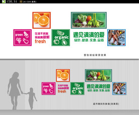 超市生鮮背景墻