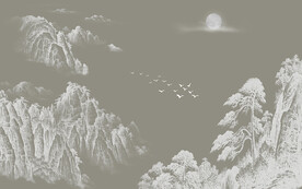 新中式肌理山水背景墙