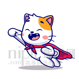 可愛卡通超人小貓