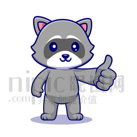 可愛卡通點(diǎn)贊的小浣熊貍貓