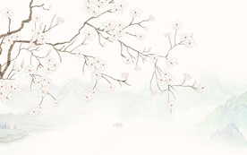 新中式手繪花鳥畫背景墻