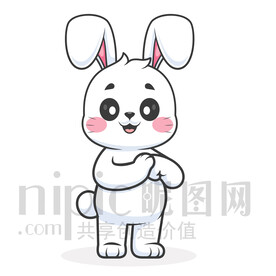 可愛卡通握拳的小白兔
