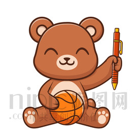 可愛卡通玩球的小熊棕熊