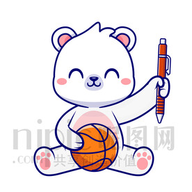 可愛卡通玩球的小北極熊