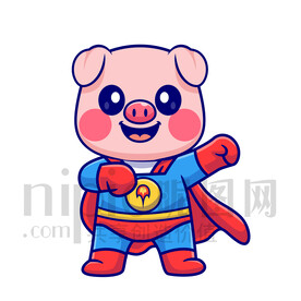 可愛卡通超人小豬