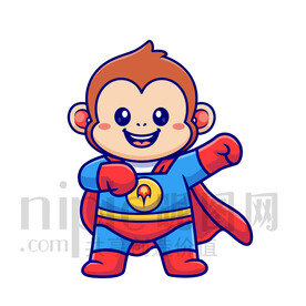 可愛卡通超人小猴子
