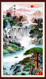 豎版水墨山水畫