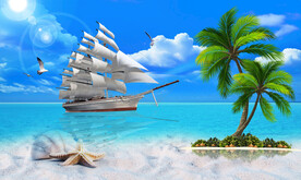 陽光沙灘海景圖