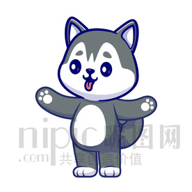 可愛卡通小動物小狗哈士奇