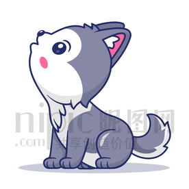 可愛卡通呼嘯的小狼狗