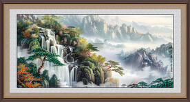 迎客松山水畫壁畫