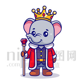 可愛卡通國王皇帝大象