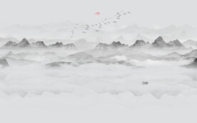 灰色抽象水墨山水畫(huà)