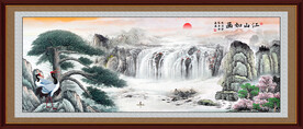 黄山迎客松国画
