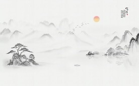簡約山水背景墻