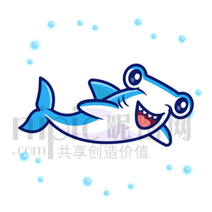 可愛卡通雙髻鯊錘頭鯊