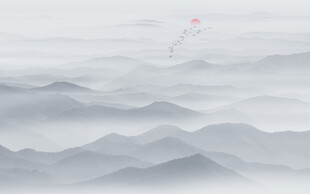 新中式意境山水水墨畫背景墻