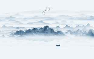 抽象水墨山水画