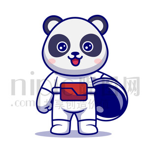 可爱卡通动物宇航员大熊猫