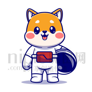 可愛卡通動物宇航員小狗