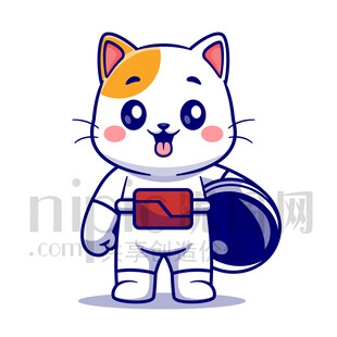 可愛卡通動(dòng)物宇航員貓咪