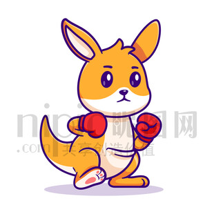 可愛卡通練拳擊散打的袋鼠