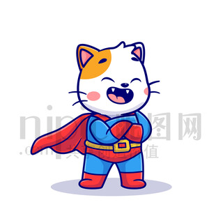 可爱卡通超人小猫