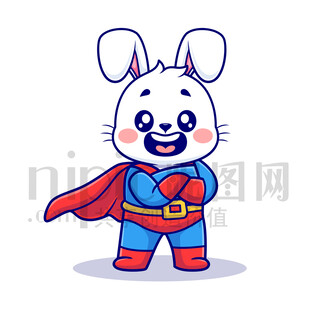 可愛卡通超人小白兔