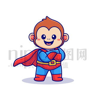 可爱卡通超人猴子