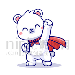 可愛卡通超人北極熊