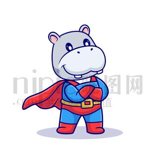 可愛卡通超人河馬