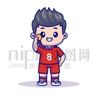 可愛卡通獲得金牌的運動員