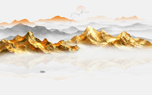 金箔山水畫背景墻