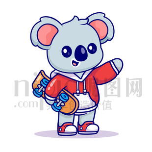 可愛(ài)卡通玩滑板的考拉熊