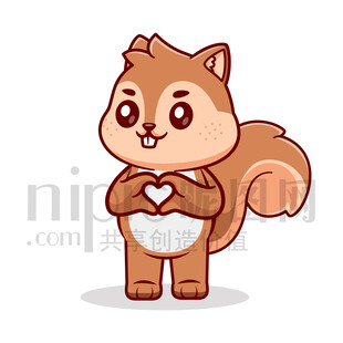 可愛(ài)卡通愛(ài)心比心的松鼠