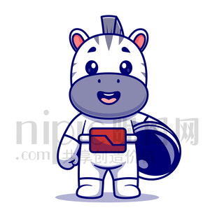 可愛卡通動物宇航員斑馬