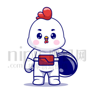 可愛(ài)卡通動(dòng)物宇航員小雞