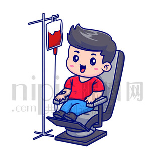 可爱卡通人物公益献血的男孩