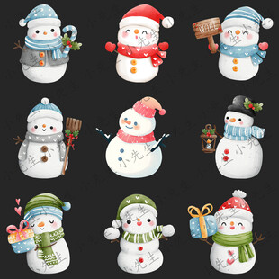 冬季圣誕節(jié)可愛雪人插畫
