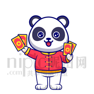 可愛卡通發(fā)紅包的大熊貓