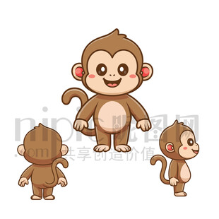卡通猴子三視圖