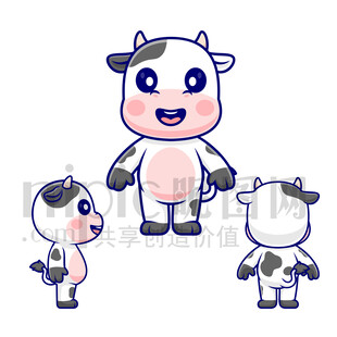 卡通奶牛三視圖