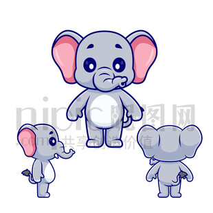 卡通大象三視圖