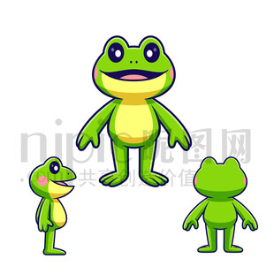 卡通青蛙三視圖