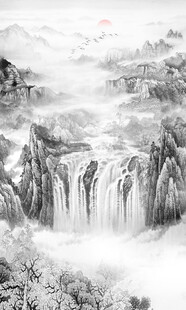 竖幅山水画