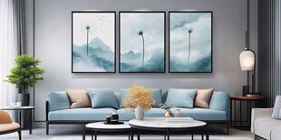 清新北歐風(fēng)客廳裝飾掛畫